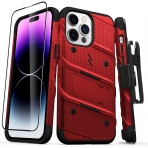 Zizo Bolt Serisi Apple iPhone 14 Pro Max Klf (MIL-STD-810G)-Red/Black