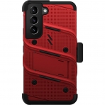 Zizo Bolt Serisi Samsung Galaxy S22 Klf (MIL-STD-810G)-Red/Black