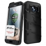 Zizo Galaxy S7 Edge Bolt Series Kemer Klipsli Klf ve Ekran Koruyucu (MIL-STD-810G)-Black