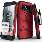Zizo Galaxy S7 Edge Bolt Series Kemer Klipsli Klf ve Ekran Koruyucu (MIL-STD-810G)-Red Black