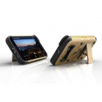 Zizo HTC 10 Bolt Seri Kickstand Kemer Klipsli Klf (MIL-STD-810G)-Gold Black