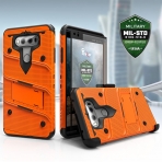 Zizo LG V30 Bolt Serisi Kemer Klipsi Klf (MIL-STD-810G)-Orange