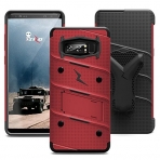 Zizo Samsung Galaxy Note 8 Bolt Serisi Kickstand Klf (MIL-STD-810G)-Red Black
