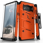 Zizo Samsung Galaxy Note 8 Bolt Serisi Kickstand Klf (MIL-STD-810G)- Orange Black