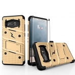 Zizo Samsung Galaxy Note 8 Bolt Serisi Kickstand Klf (MIL-STD-810G)-Gold Black