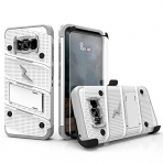 Zizo Samsung Galaxy S8 Bolt Seri Kemer Klipsli Klf ve Ekran Koruyucu (MIL-STD-810G)-White Gray