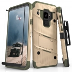 Zizo Samsung Galaxy S9 Bolt Seri Klf (MIL-STD-810G)-Desert Tan-Camo Green