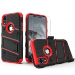 Zizo iPhone XR Bolt Serisi Kickstand Klf (MIL-STD-810G)-Black Red