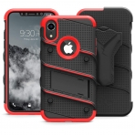 Zizo iPhone XR Bolt Serisi Kickstand Klf (MIL-STD-810G)-Black Red