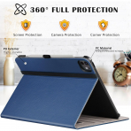 Ztotop Deri iPad Pro M4 Klf (11 in)-Navy Blue