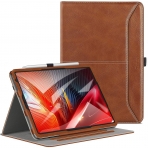 Ztotop iPad Air 4 Kalem Blmeli Klf (10.9 in)-Tan