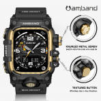 amBand Apple Watch 9/8/7 45mm Darbeye Dayankl Kay-Black Gold