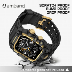 amBand Apple Watch 9/8/7 45mm Darbeye Dayankl Kay-Black Gold