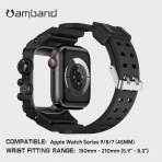 amBand Apple Watch 9/8/7 45mm Darbeye Dayankl Kay-Matte Black 
