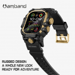 amBand Apple Watch Ultra 49mm Darbeye Dayankl Kay-Black Gold