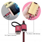 cacoy USB C to Micro USB/Type C Adaptr (2M)-Red