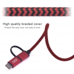 cacoy USB C to Micro USB/Type C Adaptr (2M)-Red