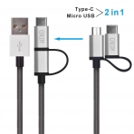 cacoy USB C to Micro USB/Type C Adaptr (2M)-Gray