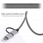 cacoy USB C to Micro USB/Type C Adaptr (2M)-Gray