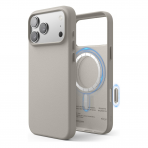 elago iPhone 18 Pro Max Manyetik Vegan Deri K�l�f-Light Grey