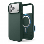 elago iPhone 18 Pro Max Manyetik Vegan Deri K�l�f-Midnight Green