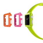 iCASEIT Apple Watch 38 mm Klf ve Cam Ekran Koruyucu (3 Adet)-Green Orange Pink