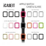 iCASEIT Apple Watch 42 mm Klf ve Cam Ekran Koruyucu (3 Adet)-Gold Rose Gold Walnut