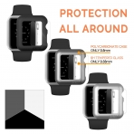 iCASEIT Apple Watch 42 mm Klf ve Cam Ekran Koruyucu (3 Adet)- Black Silver Gray