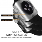 iCASEIT Apple Watch 42 mm Klf ve Cam Ekran Koruyucu (3 Adet)- Black Silver Gray