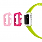 iCASEIT Apple Watch 42 mm Klf ve Cam Ekran Koruyucu (3 Adet)-Hot Pink Baby Pink White