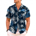 monoFe Erkek Ksa Kollu Hawaii Gmlek(Mavi)