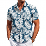 monoFe Erkek Ksa Kollu Hawaii Gmlek(Mavi)