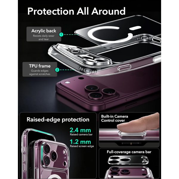 ESR Classic Hybrid iPhone 18 Pro Max Manyetik K�l�f -Clear