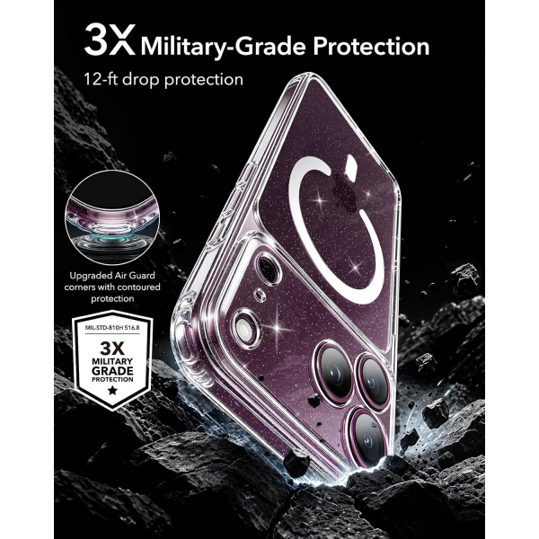 ESR Classic Hybrid iPhone 18 Pro Max Manyetik K�l�f -Clear Shimmer
