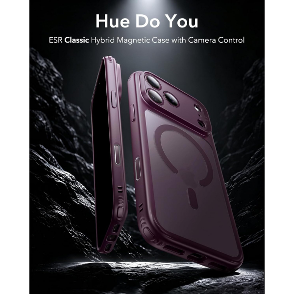 ESR Classic Hybrid iPhone 18 Pro Max Manyetik K�l�f -Frosted Burgundy