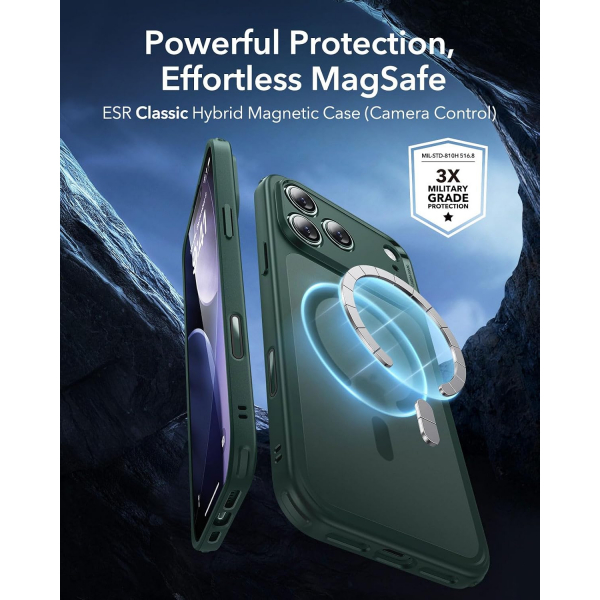 ESR Classic Hybrid iPhone 18 Pro Max Manyetik K�l�f -Frosted Green