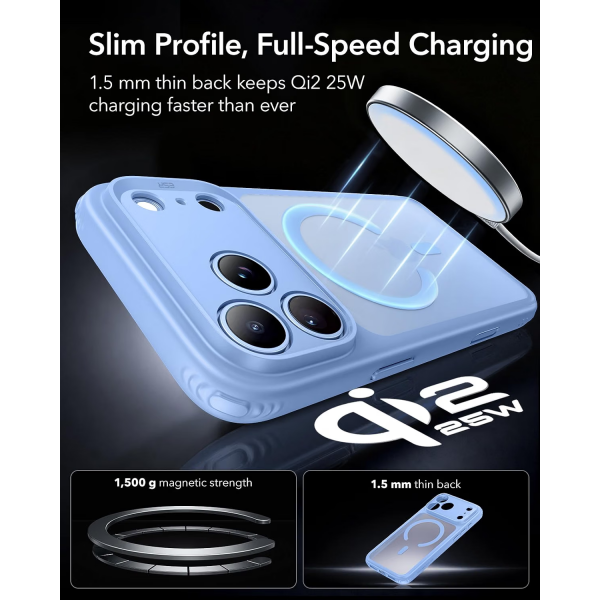ESR Classic Hybrid iPhone 18 Pro Max Manyetik K�l�f -Frosted Light Blue