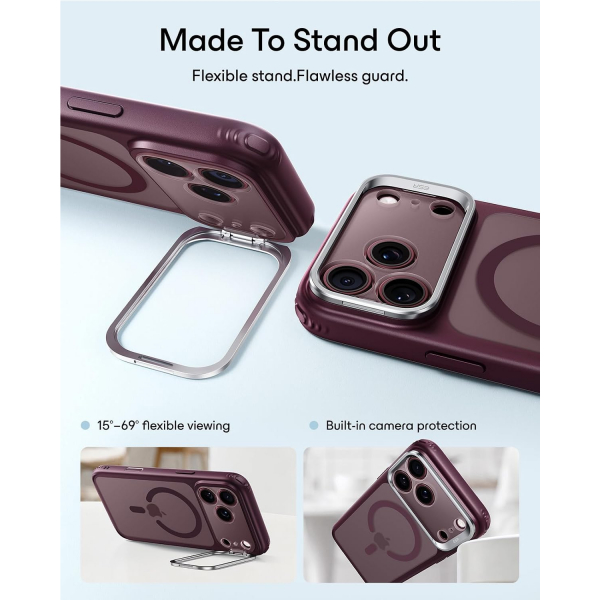 ESR Classic Hybrid iPhone 18 Pro Max Standl� K�l�f-Frosted Burgundy