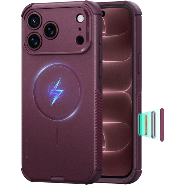 ESR Cyber Tough iPhone 18 Pro Max Manyetik K�l�f-Burgundy
