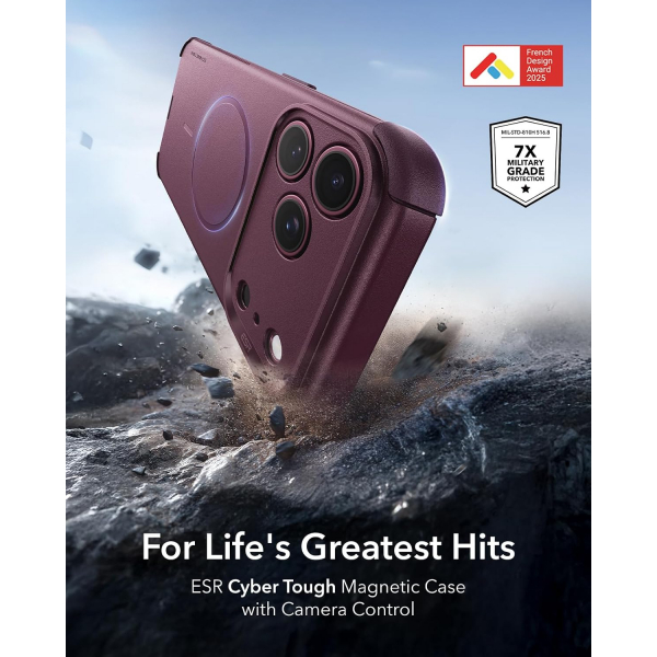 ESR Cyber Tough iPhone 18 Pro Max Manyetik K�l�f-Burgundy