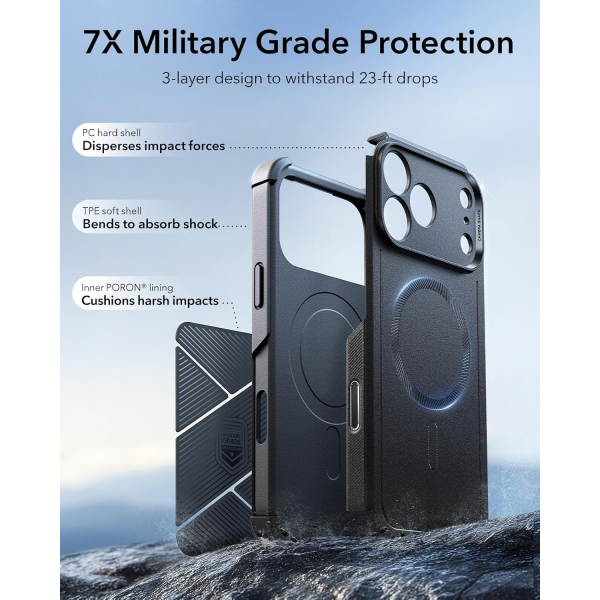ESR Cyber Tough iPhone 18 Pro Max Manyetik K�l�f-Black