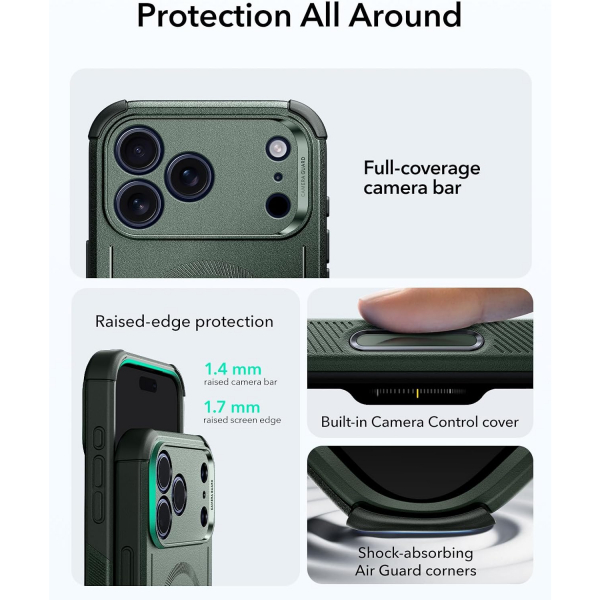 ESR Cyber Tough iPhone 18 Pro Max Manyetik K�l�f-Green
