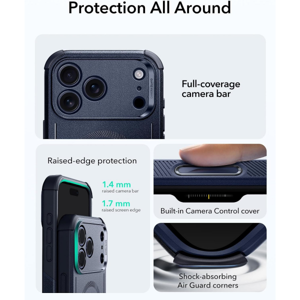 ESR Cyber Tough iPhone 18 Pro Max Manyetik K�l�f-Navy Blue