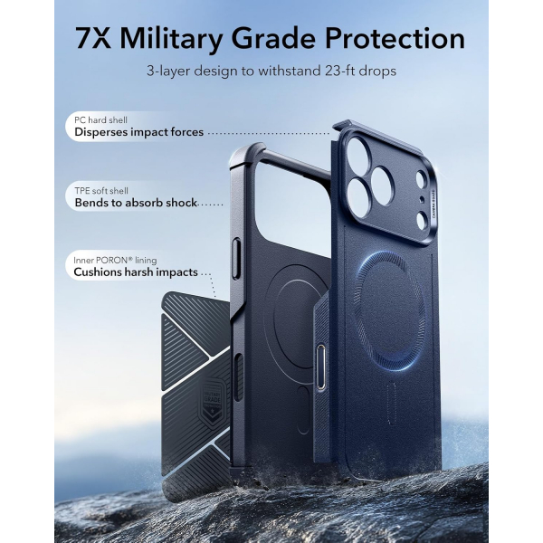 ESR Cyber Tough iPhone 18 Pro Max Manyetik K�l�f-Navy Blue