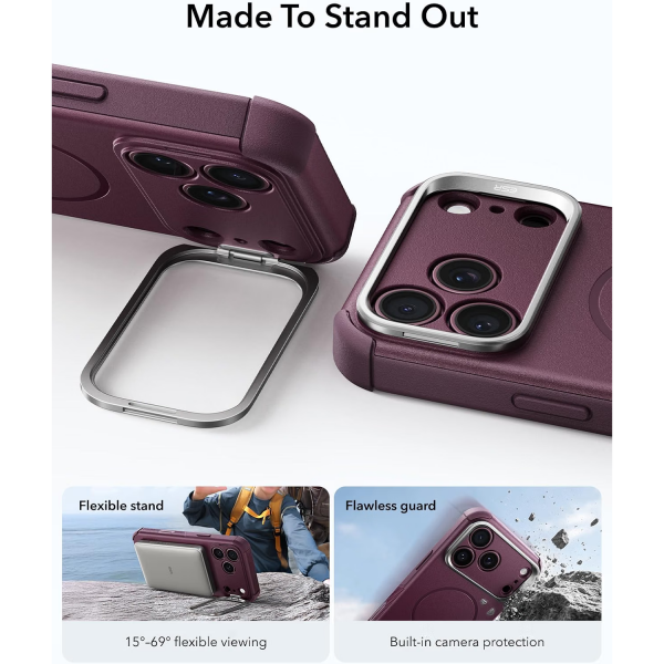 ESR Cyber Tough Flex iPhone 18 Pro Max Stand K�l�f-Burgundy
