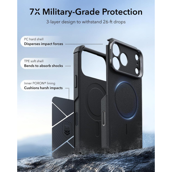 ESR Cyber Tough Flex iPhone 18 Pro Max Stand K�l�f-Black