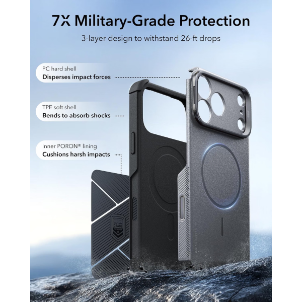 ESR Cyber Tough Flex iPhone 18 Pro Max Stand K�l�f-Grey