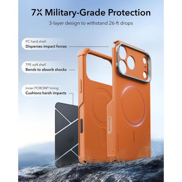 ESR Cyber Tough Flex iPhone 18 Pro Max Stand K�l�f-Orange
