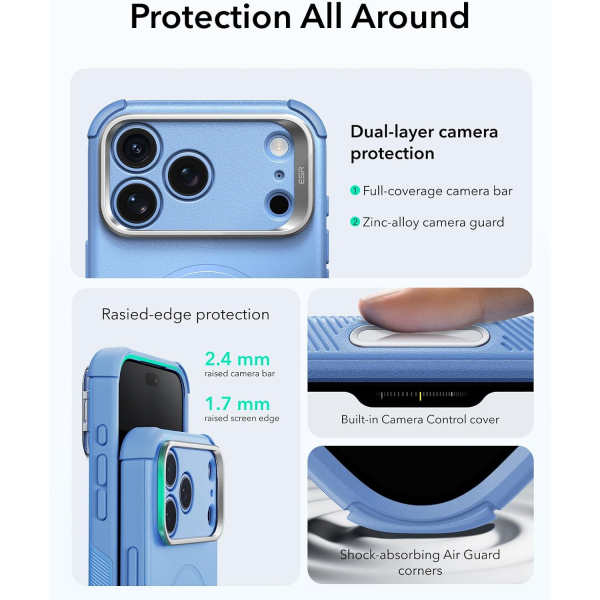 ESR Cyber Tough Flex iPhone 18 Pro Max Stand K�l�f-Light Blue