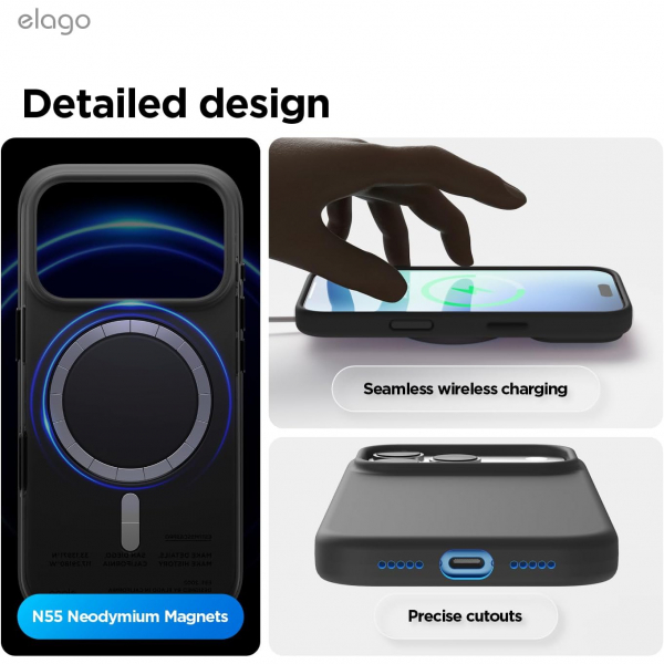 elago Premium iPhone 18 Pro Max Manyetik Silikon K�l�f-Black